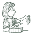 A drawing of a child holding a string Description automatically generated