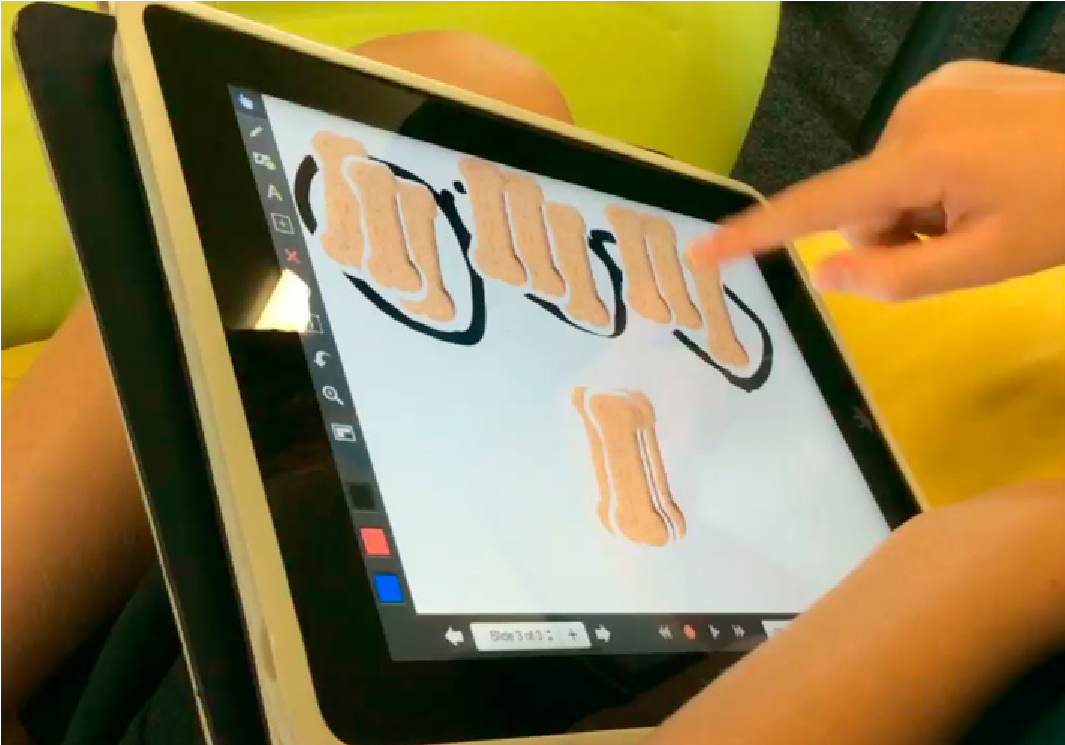 A picture of an iPad, with some squiggles on the screen