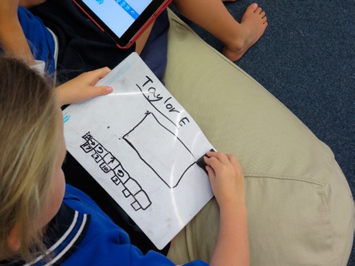 This photo is of a child working on an individual, small whiteboard