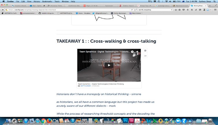 This is a picture of a website displaying on a computer screen. The heading on the website page reads "Takeaway1: Cross walking and cross-talking" and there's a picture of a chair below this heading