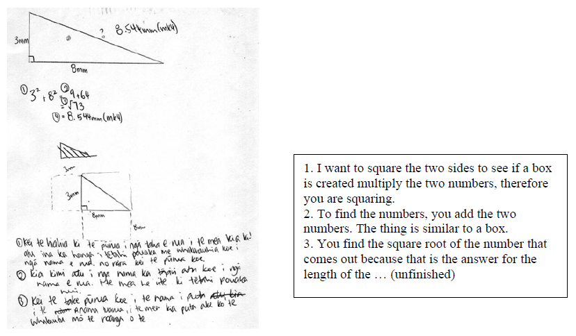 Figure 24 Part 3 Samples of T9’s class’s work on Pythagoras