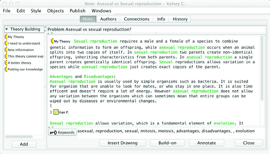 This is a screen shot of a student's theory and thoughts on asexual versus sexual reproduction