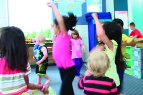 A photo of kids dancing to Gangnam style