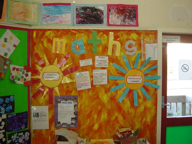 A brightly coloured wall display