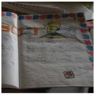 A photo of an open exercise book