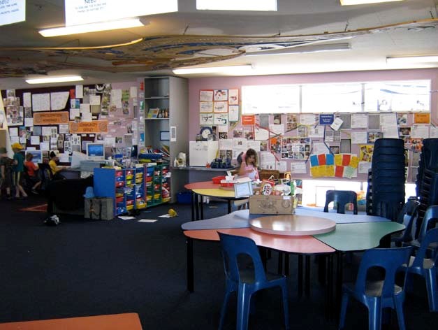 A wide shot of the classroom