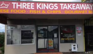 This a picture showing the storefront at Three Kings Takeaways