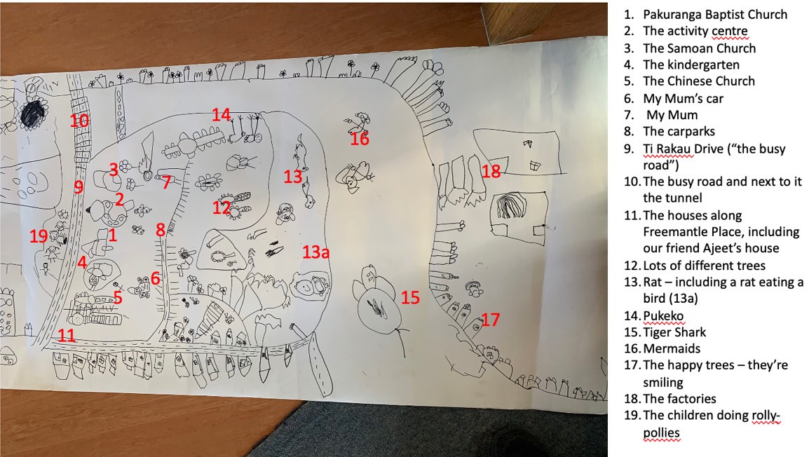 This is a numbered map of the kindergarten and the children's key points of interest